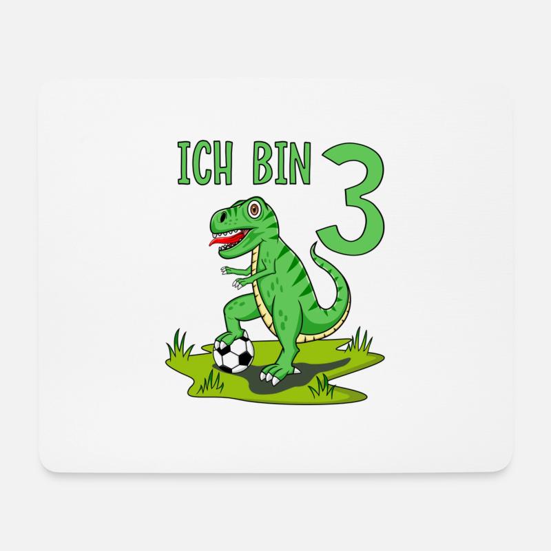 Dinosaurier Rex Fußball 3 Geburtstag - Mousepad (Querformat) - Weiß