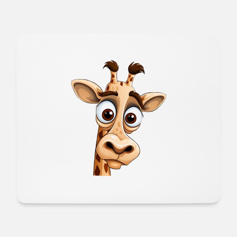Crazy Giraffe mit Glubschaugen - Mousepad (Querformat) - Weiß