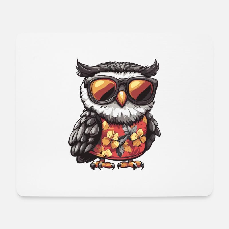 Eule Lustig Sommer - Mousepad (Querformat) - Weiß