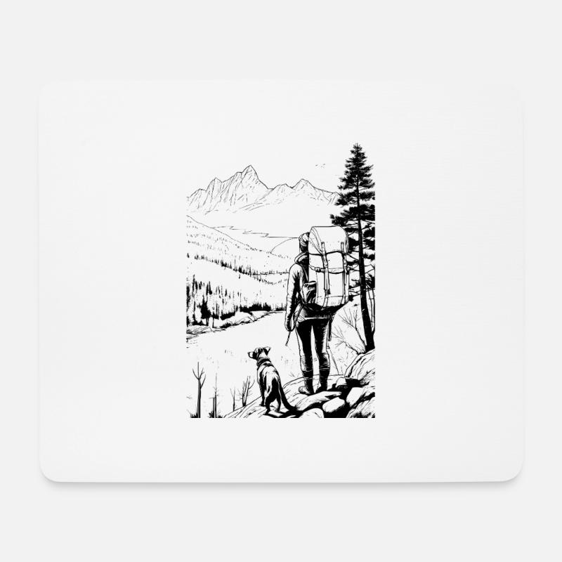 Wandern mit dem Hund - Mousepad (Querformat) - Weiß