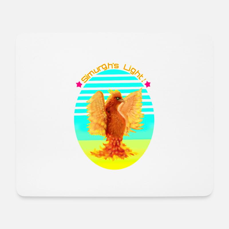 Ein orangefarbener Cyber-Vogel, der mit Zitronenlicht glänzt - Mousepad (Querformat) - Weiß