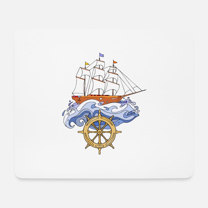 Segelschiff - Mousepad (Querformat) - Weiß
