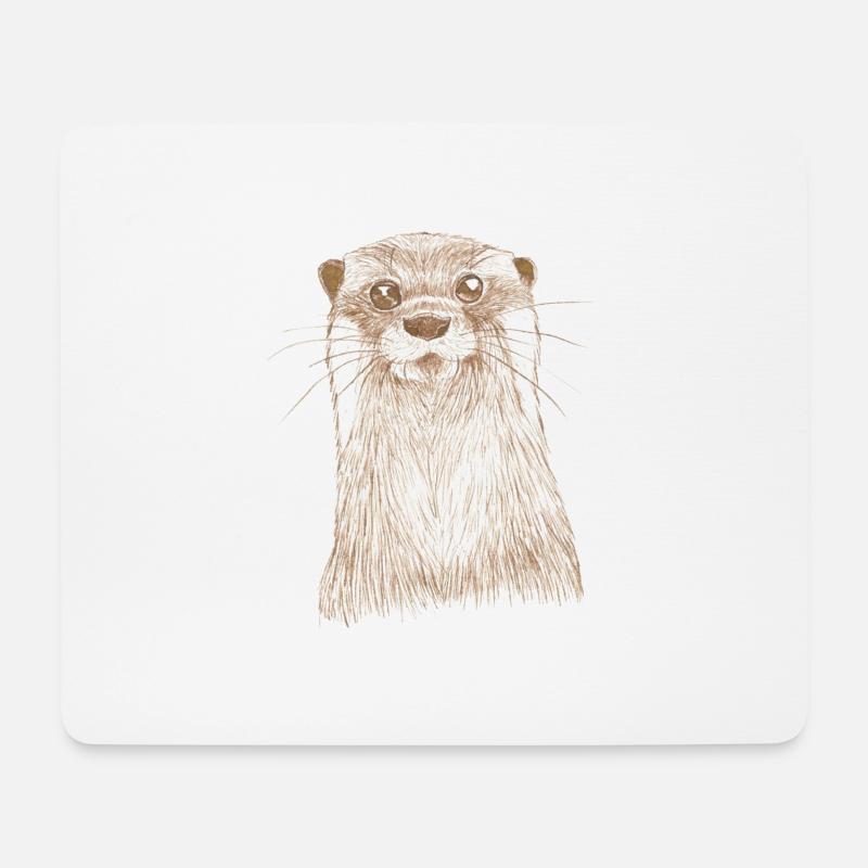Otter 2 12 07 2022 - Mousepad (Querformat) - Weiß