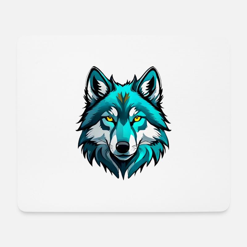 Wolfskopf - Mousepad (Querformat) - Weiß