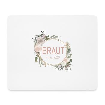 Team Braut! Eukalyptus Blumen Kreis - Mousepad (Querformat) - Weiß - Vorne
