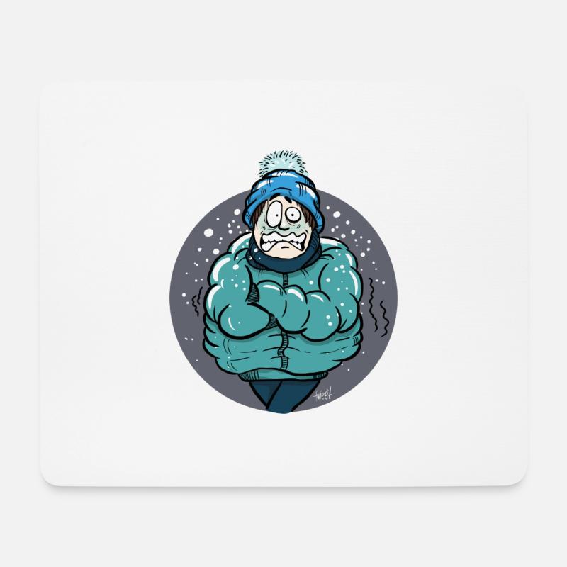 Frierende Frau - freezing woman - Mousepad (Querformat) - Weiß