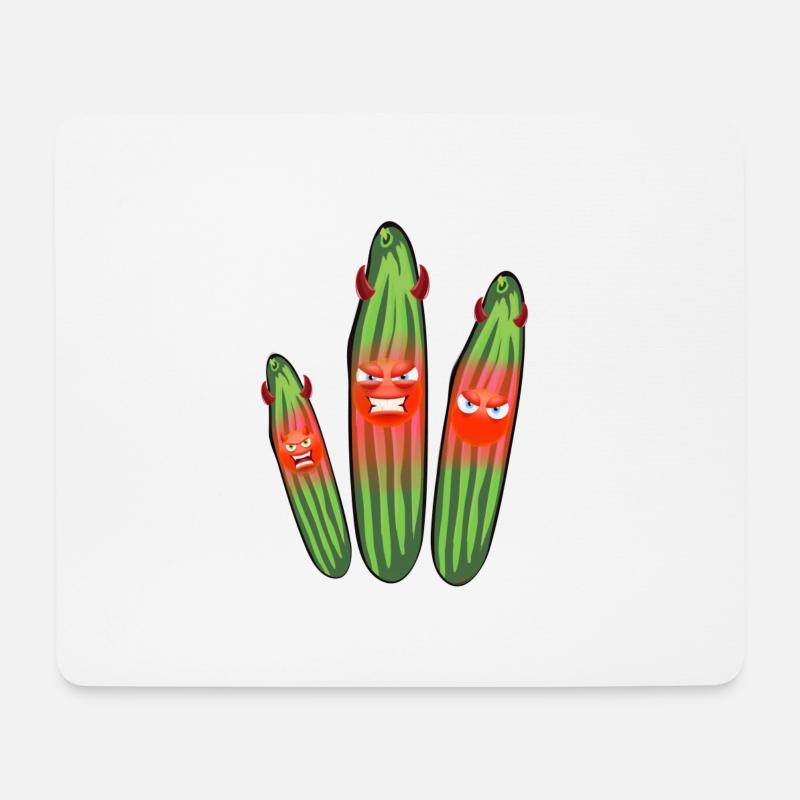 Concombre en colère, concombres, bande dessinée, concombre - Tapis de souris (format paysage) - blanc