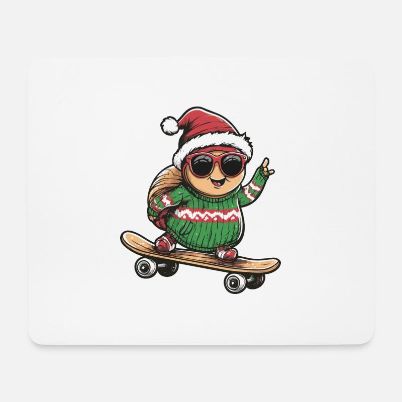Escargot Noël Drôle - Tapis de souris (format paysage) - blanc