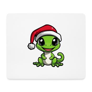 Lézard Noël Mignon - Tapis de souris (format paysage) - blanc - Devant