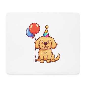Golden Retriever Dogs Birthday Comic - Mouse Pad (horizontal) - white - Front