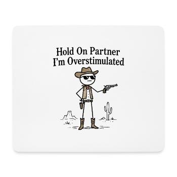 Cowboy Stickman Humour Surcharge Sensorielle - Tapis de souris (format paysage) - blanc - Devant