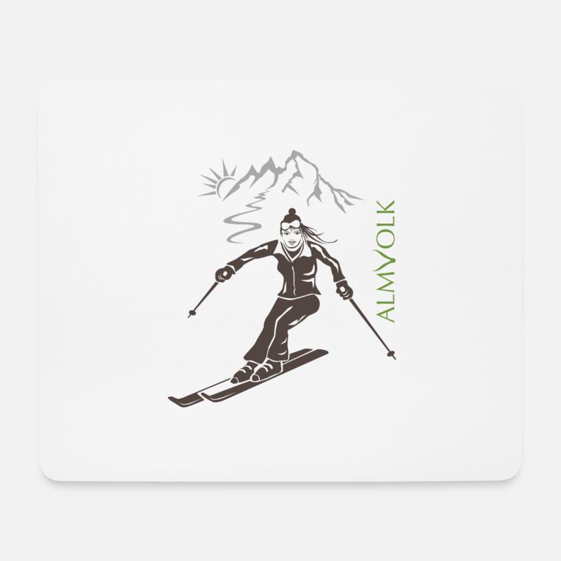ALMVOLK Skifahrerin - Mousepad (Querformat) - Weiß
