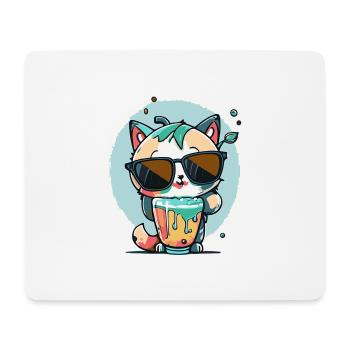 Chat cool avec des lunettes de soleil - Tapis de souris (format paysage) - blanc - Devant