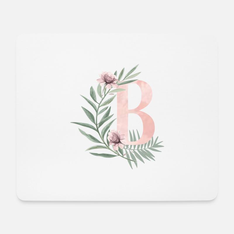 Buchstabe B mit Blumen - Mousepad (Querformat) - Weiß
