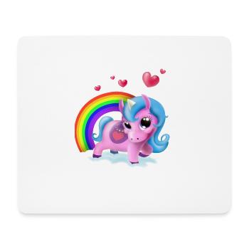 Einhornbaby Tracy auf Wolke mit Regenbogen, Fohlen - Mousepad (Querformat) - Weiß - Vorne