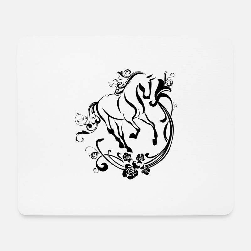 Eleganter Schwarzweiß-Pferd-Entwurf - Mousepad (Querformat) - Weiß