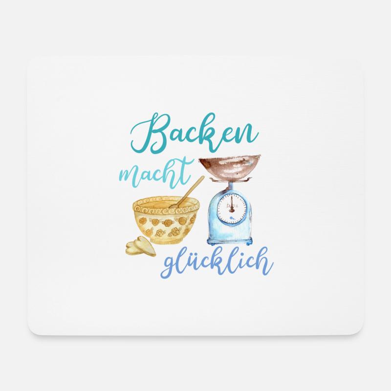 Backen macht glücklich für Bäcker und Bäckerinnen - Mousepad (Querformat) - Weiß