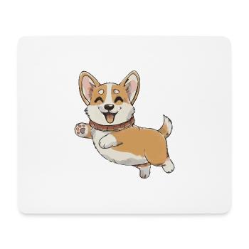 Happy Corgi in Motion - Mouse Pad (horizontal) - white - Front