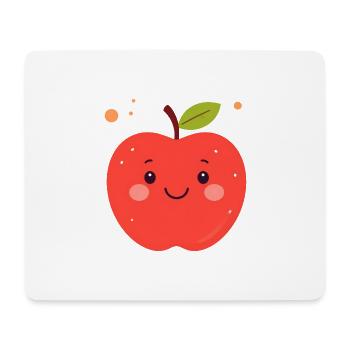 Funny Red Kawaii Apple – Cute Fruit - Mouse Pad (horizontal) - white - Front
