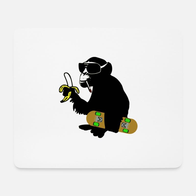 skateboard monkey - Mousepad (Querformat) - Weiß
