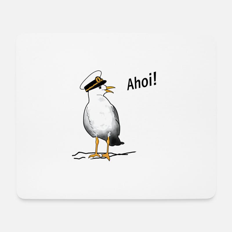 Möwe, ahoi, Kapitän, Meer - Mousepad (Querformat) - Weiß
