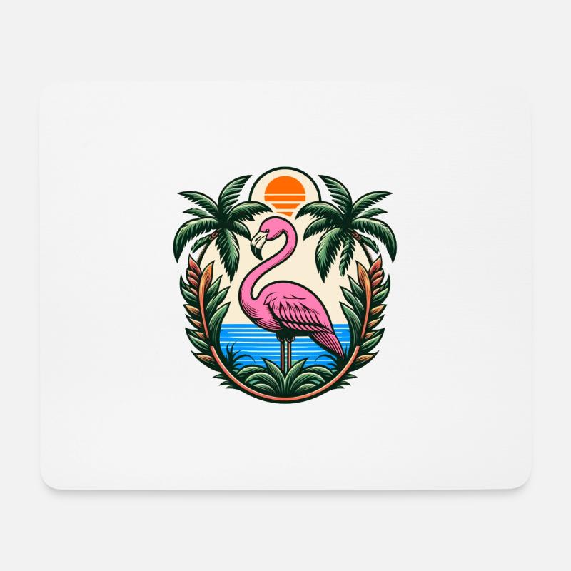 Flamingo - Mousepad (Querformat) - Weiß