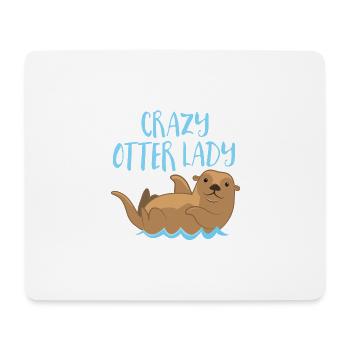 Dame de loutre folle avec une loutre mignonne à l'arrière - Tapis de souris (format paysage) - blanc - Devant