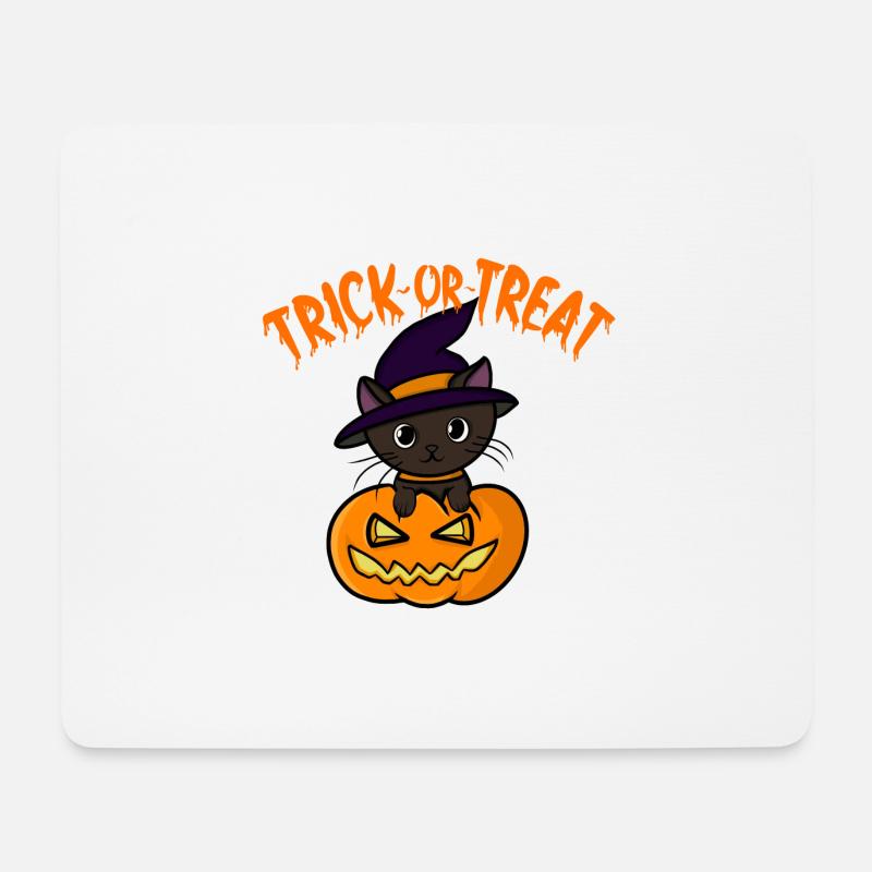Trick Or Treat Katzen Halloween Kürbis Verkleidung - Mousepad (Querformat) - Weiß