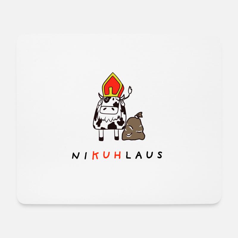 NiKUHlaus - Nikolaus, Kuh, Illustration - Mousepad (Querformat) - Weiß
