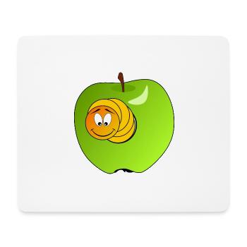 Funny caterpillar in a green apple - Mouse Pad (horizontal) - white - Front