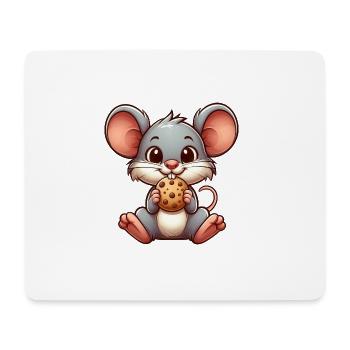 Cute cartoon cat nibbling biscuit - Mouse Pad (horizontal) - white - Front