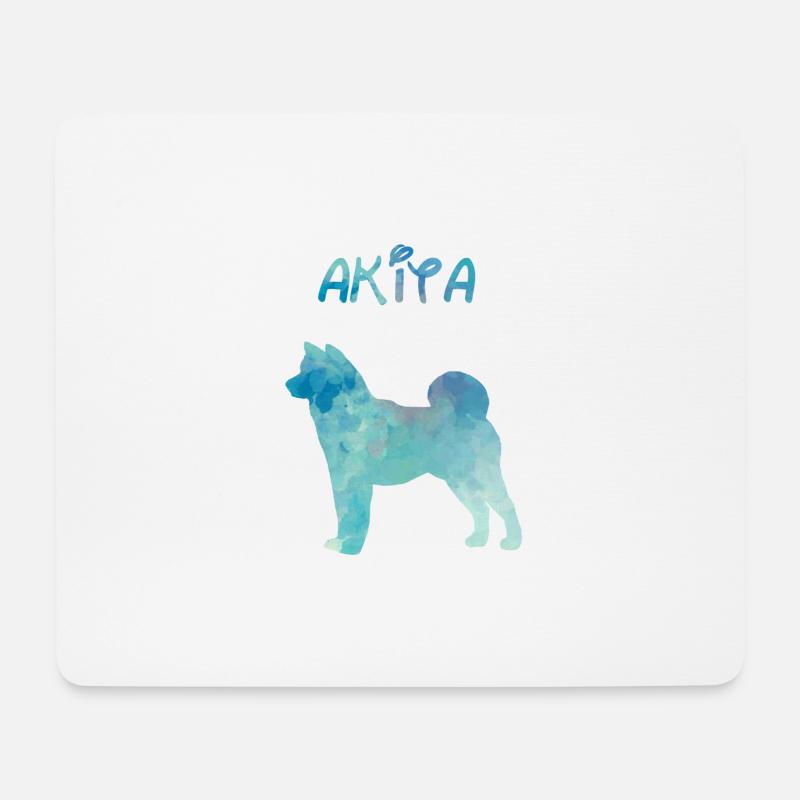Akita in Aquarell - Mousepad (Querformat) - Weiß