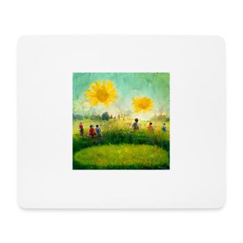 Fröhliche Kinder Spielen auf der Wiese gemalt - Mousepad (Querformat) - Weiß - Vorne