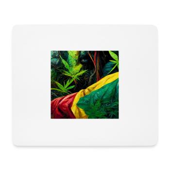 Rastafari smoking weed in the jungle AI painting - Mouse Pad (horizontal) - white - Front