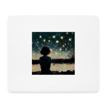 Fille détaillée regardant un ciel étoilé - Tapis de souris (format paysage) - blanc - Devant