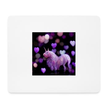 Licorne violette avec des cœurs - Tapis de souris (format paysage) - blanc - Devant
