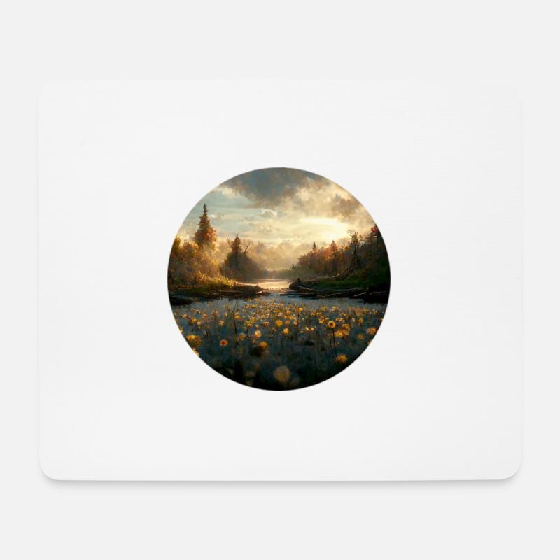 Phantas world with sun and clouds - Mouse Pad (horizontal) - white