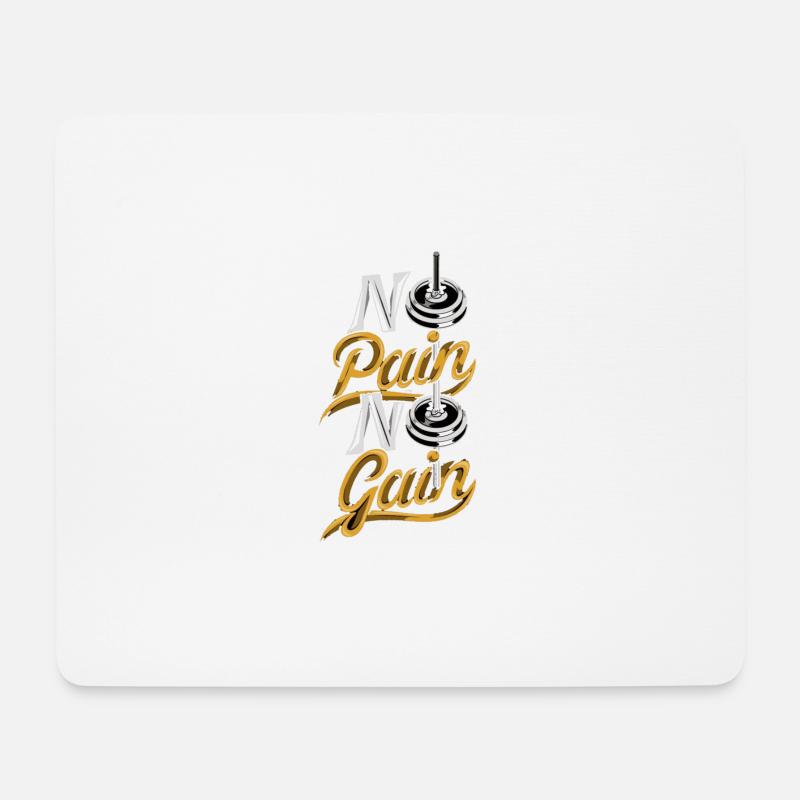 No Pain No Gain - Mousepad (Querformat) - Weiß