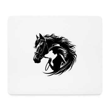 Cow Girl avec cheval - Tapis de souris (format paysage) - blanc - Devant