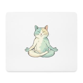 Zen-Katze in Meditation - Mousepad (Querformat) - Weiß - Vorne
