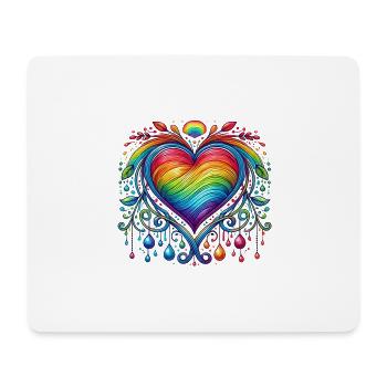 Regenbogen Herz - Mousepad (Querformat) - Weiß - Vorne