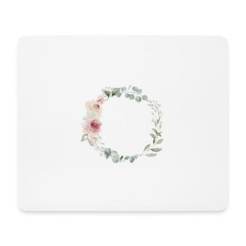 Eukalyptus, Pastell, Blumen, Boho-Kranz - Mousepad (Querformat) - Weiß - Vorne