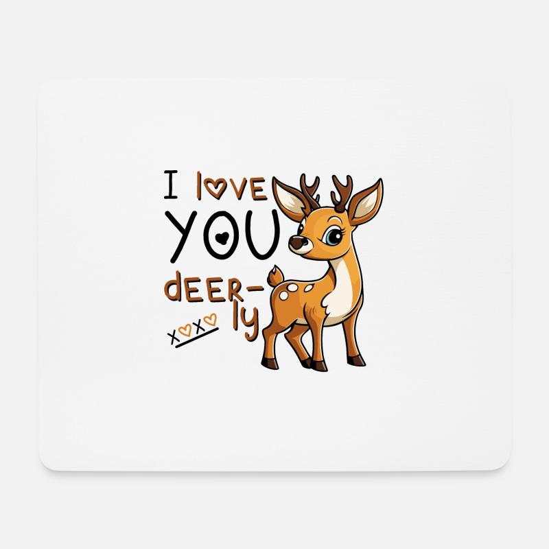 I Love You Deerly - Valentinstag - Mousepad (Querformat) - Weiß