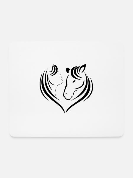Pferd, Kopf, Pferdekopf, Reiten, Silhouette, Mähne - Mousepad (Querformat) - Weiß