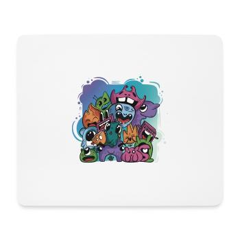 Monster fantasy doodle art drawing characters - Mouse Pad (horizontal) - white - Front