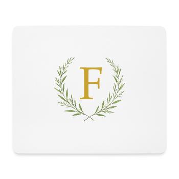 F Monogram, Eucalyptus Wreath, Personalizable - Mouse Pad (horizontal) - white - Front