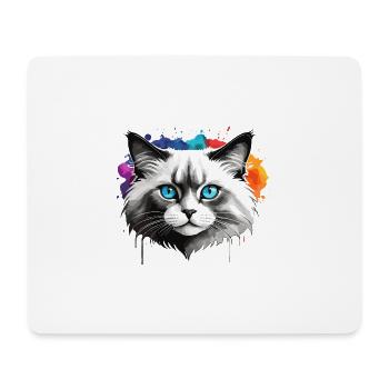 Ragdoll chat mignon mignon aquarelle peinture éclaboussure - Tapis de souris (format paysage) - blanc - Devant