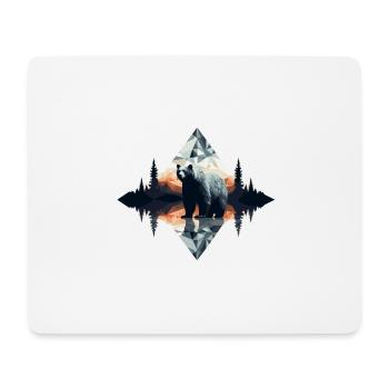 Abstrakter Bär in den Bergen - Mousepad (Querformat) - Weiß - Vorne