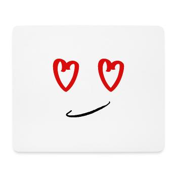 Gesich lachen lächeln lustig Herz liebe - Mousepad (Querformat) - Weiß - Vorne
