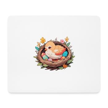 Panier de Pâques avec des poussins - Tapis de souris (format paysage) - blanc - Devant